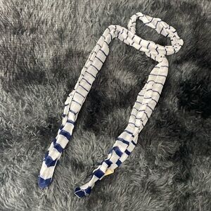 Sheer white and navy striped scarf